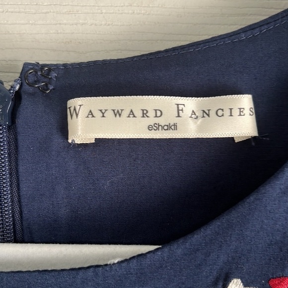 Wayward Fancies eShakti Asymmetric Hem Floral Embellished Poplin Dress embroider - Picture 4 of 9